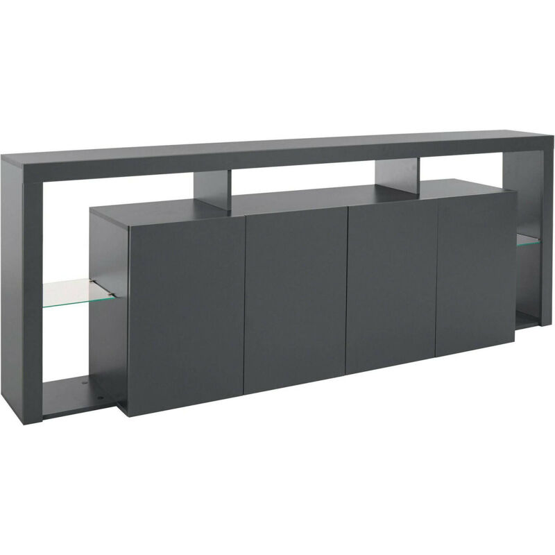 foto del prodotto credenza atak, buffet da soggiorno a 4 ante, madia da salotto, credenza moderna, 100 made in italy, 220x40h80 cm, antracite dmora