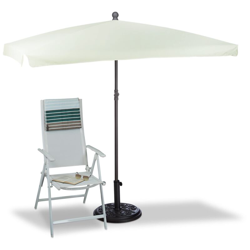 foto del prodotto ombrellone da giardino, 200x120 cm, parasole inclinabile in poliestere, piscina, protezione dal sole, naturale relaxdays