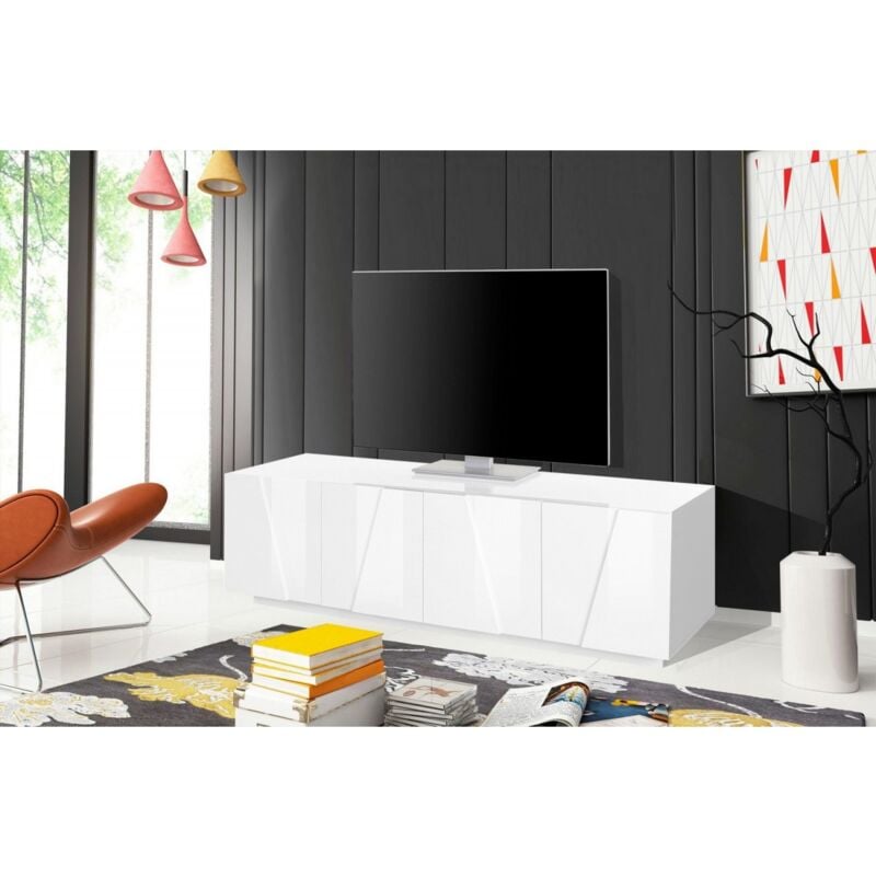foto del prodotto mobile moderno porta tv 160 basso bianco soggiorno anta battente credenza