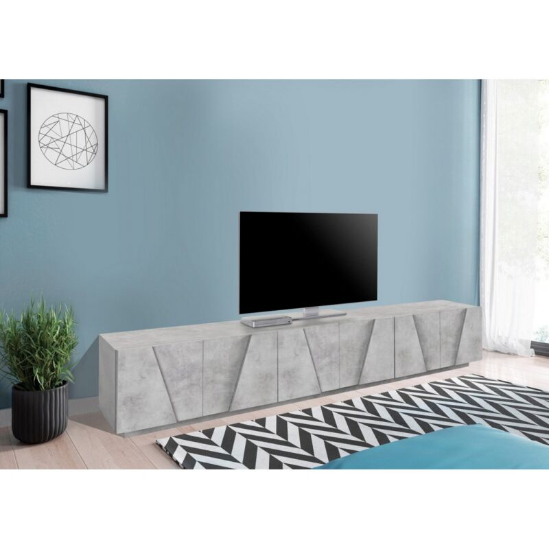 foto del prodotto mobile moderno cemento 240 basso porta tv soggiorno anta battente credenza