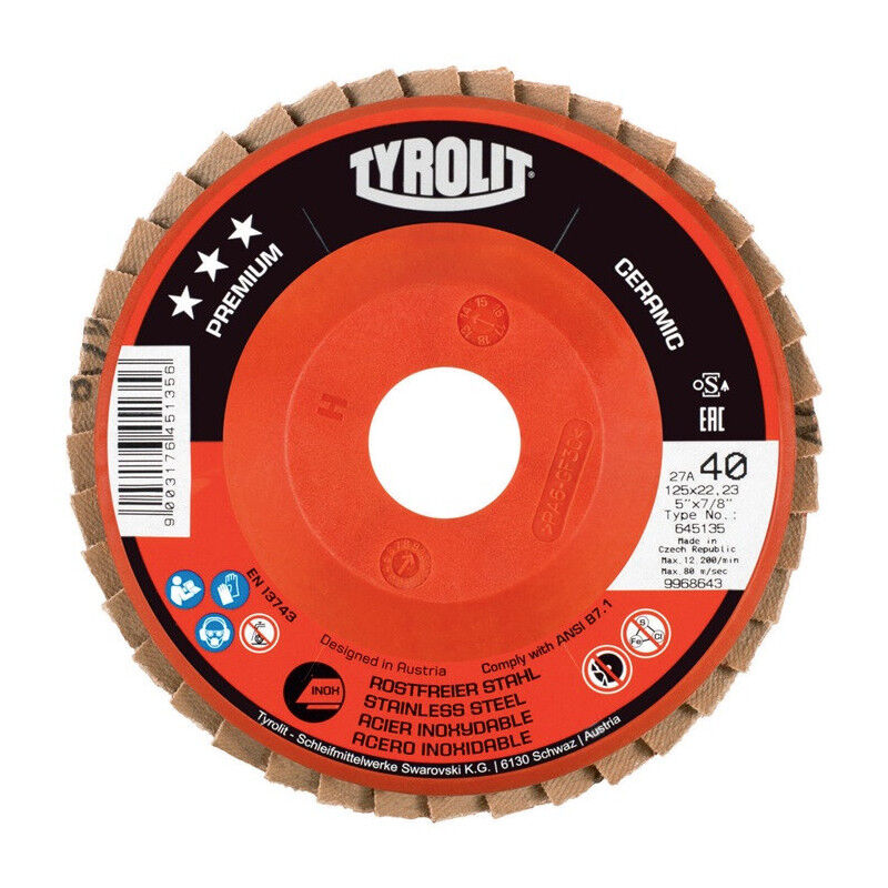 foto del prodotto tyrolit disque lamelle premium ceramic d.125mm k.40 all.inox sta ca par 10 