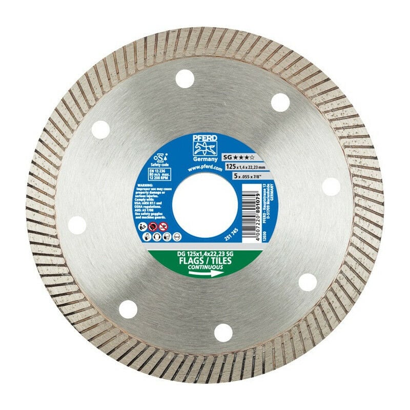 foto del prodotto pferd alesaggio del disco da taglio diamantato diamante.22.23mm 1,4mm 8mm