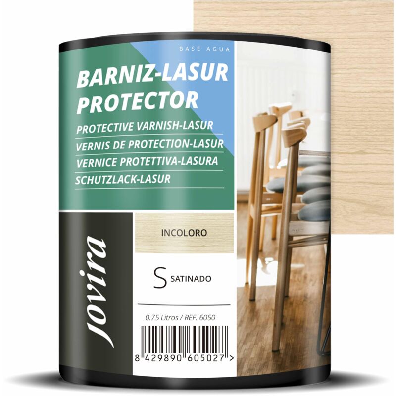 foto del prodotto jovira pinturas vernice lasur protettiva satinato a base d acqua. protegge, decora e impreziosisce tutti i tipi di legno. 750 millilitri,