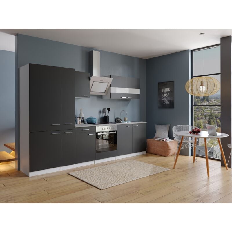 foto del prodotto cucina blocco cucina blocco cucina cucina componibile bianco nero malia 300 cm respecta