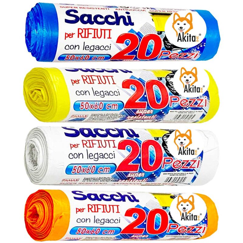 foto del prodotto akitaink 80 sacchi per pattumiera 50x60 sacchi alta resistenza, 30l
