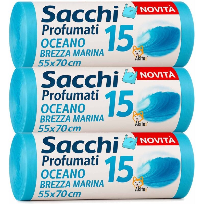 foto del prodotto sacchi spazzatura manici profumati brezza marina 45 pz 55x70cm