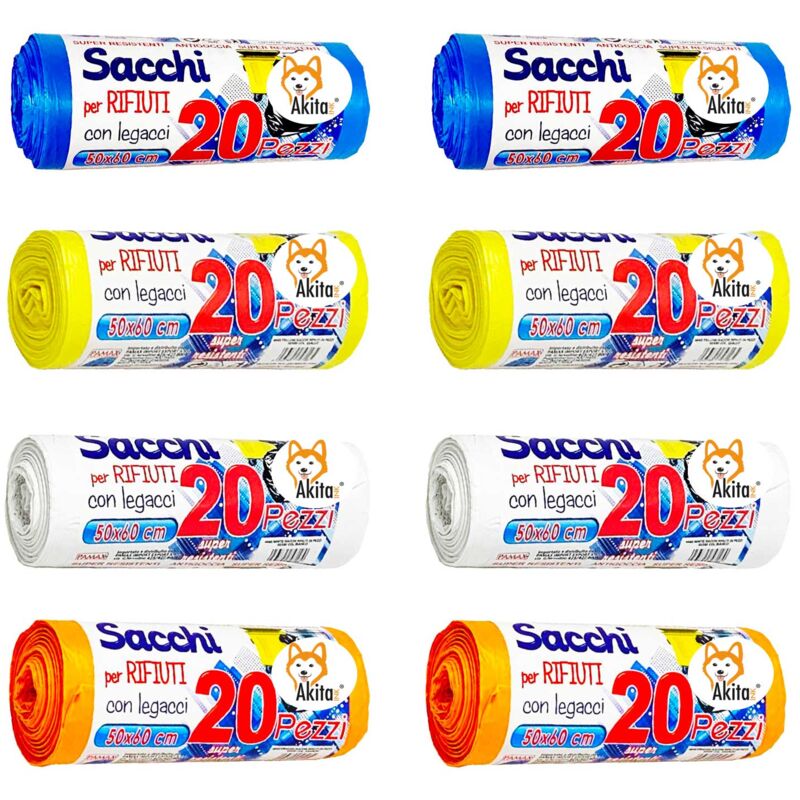 foto del prodotto akitaink 160 sacchi per pattumiera 50x60 sacchi alta resistenza, 30l