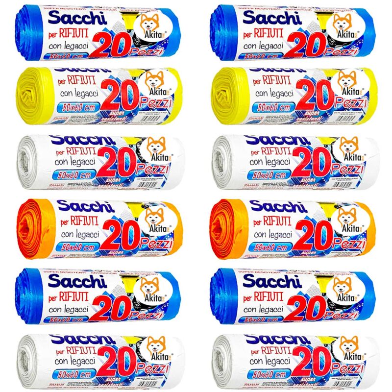 foto del prodotto akitaink 240 sacchi per pattumiera 50x60 sacchi alta resistenza, 30l