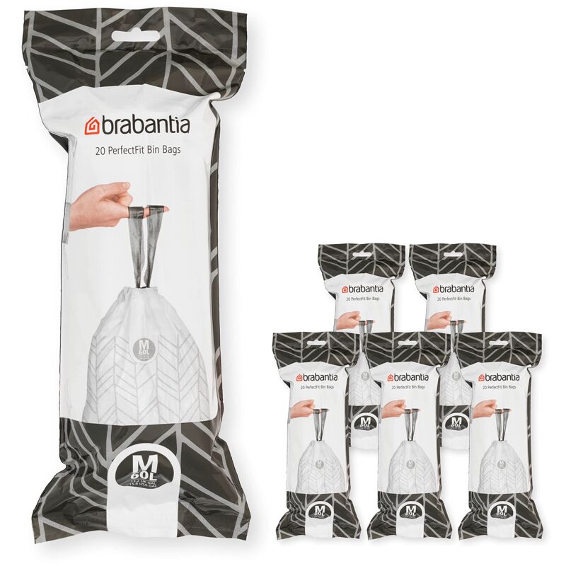 foto del prodotto brabantia perfectfit bags, code m, 60l, 120 bags