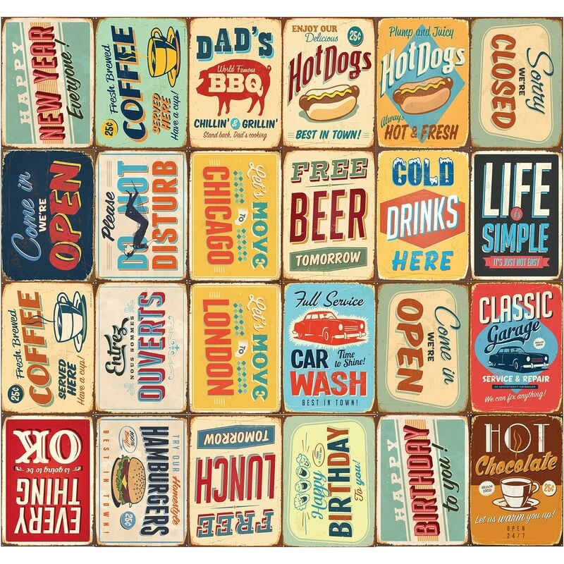 foto del prodotto walplus collage murale quadri moderni soggiorno adesivi murali decorazioni casa decorazioni parete wall sticker decal vintage metal signs art retro