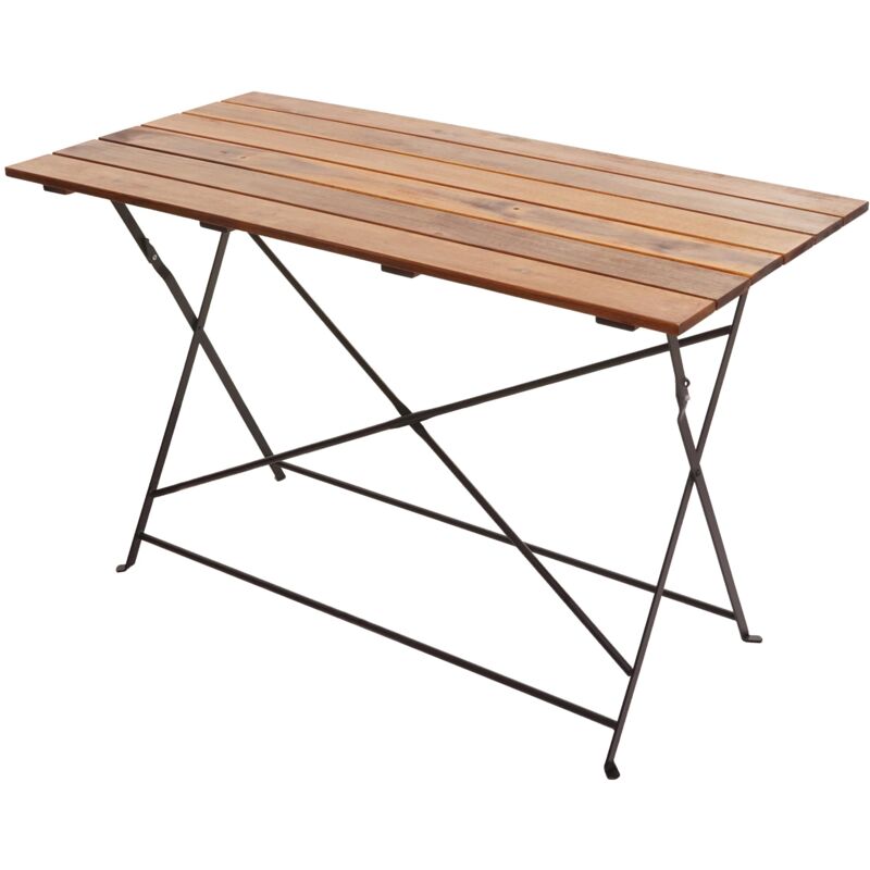 foto del prodotto tavolo pieghevole da esterno hhg 438 120x60cm acciaio legno di acacia marrone