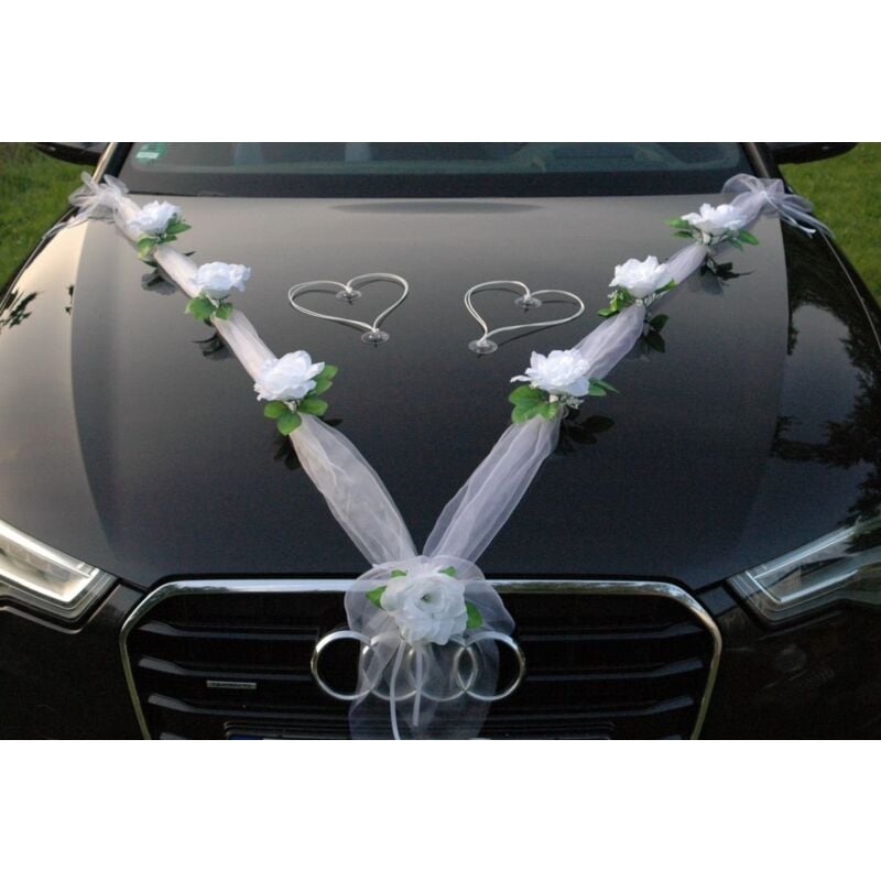 foto del prodotto organza m cuori decorazioni per auto, nastro in organza cuori ornamentali, per sposi, matrimoni bianco puro bianco bianco 