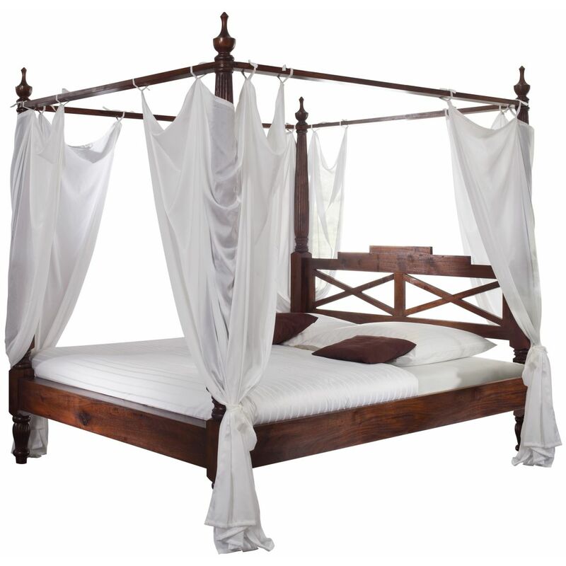 foto del prodotto letto a baldacchino in legno di acacia 147x221 nougat laccato oxford 244