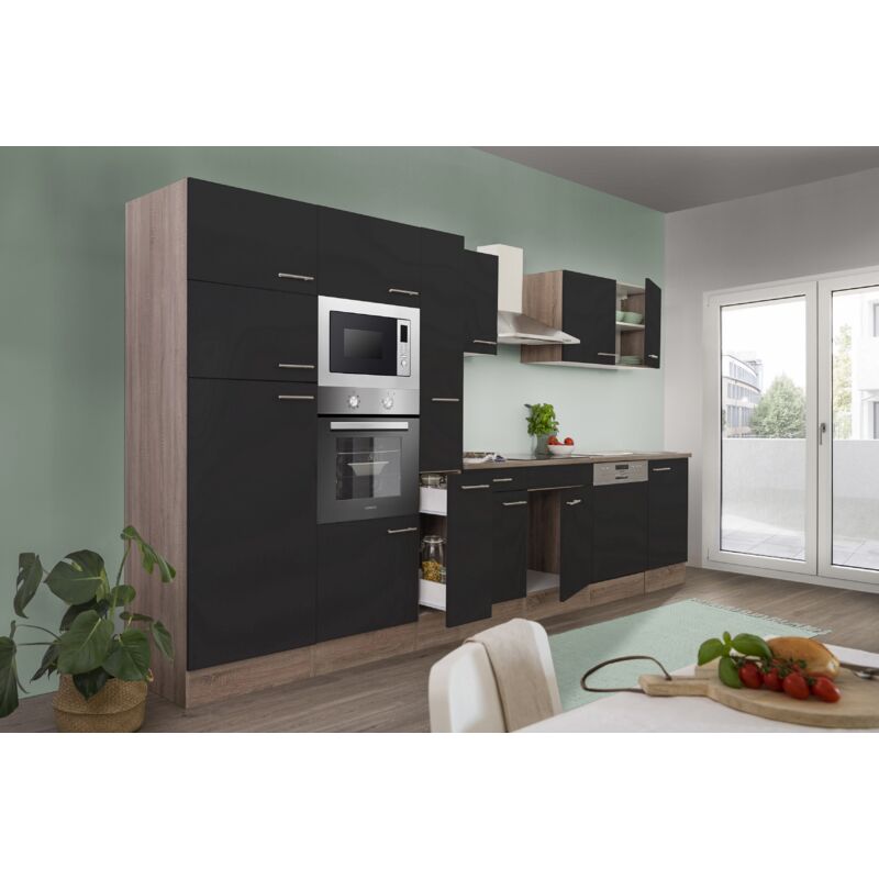 foto del prodotto cucina blocco cucina blocco cucina rovere york nero oliver 370 cm respecta