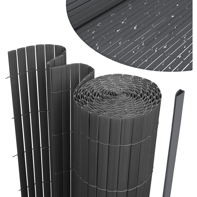 immagine 0 del prodotto canisse in pvc, schermo da giardino, piscine, recinzione in pvc resistente ai raggi uv grigio 100 x 500cm swanew
