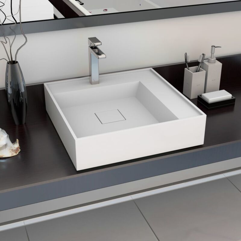 foto del prodotto vidaxl lavandino 50x50x12,3 cm blocco in marmo minerale bianco