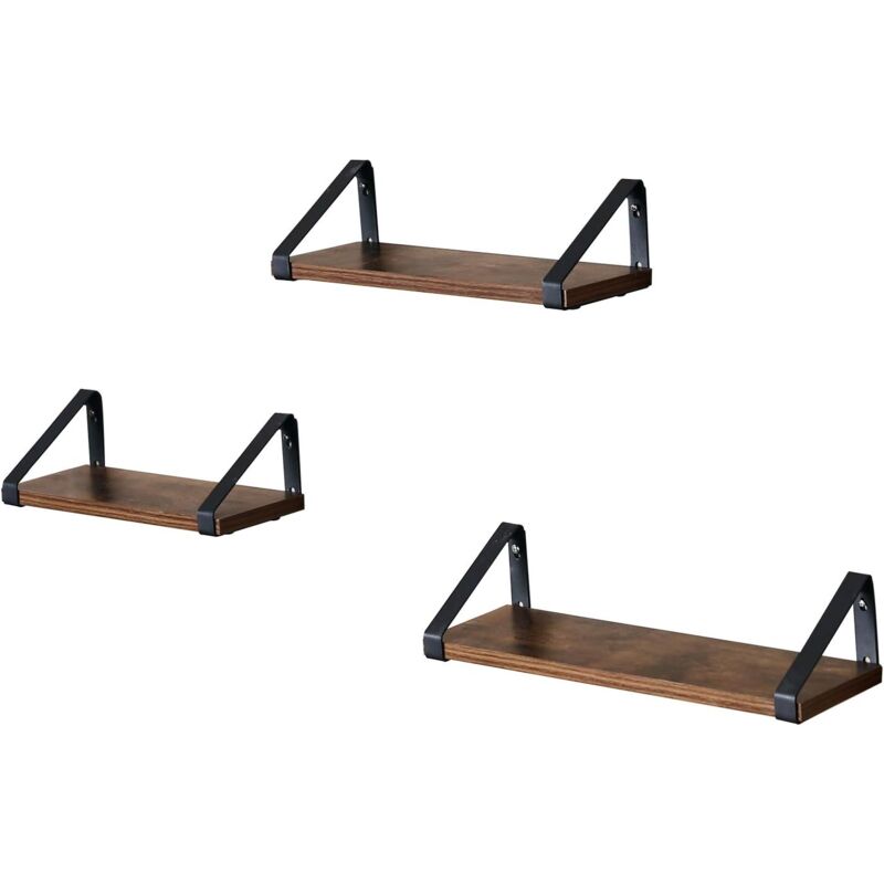 foto del prodotto songmics vasagle mensola da muro, mensola da parete in stile industriale, set di 3, espositore stabile per soggiorno, bagno, cucina, marrone