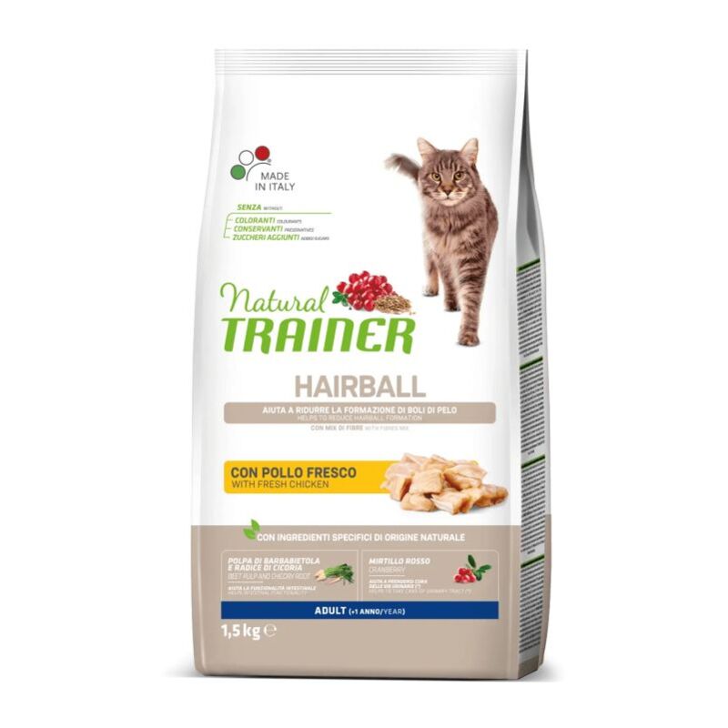 foto del prodotto trainer natural gatto 1,5 kg hairball adult con pollo fresco