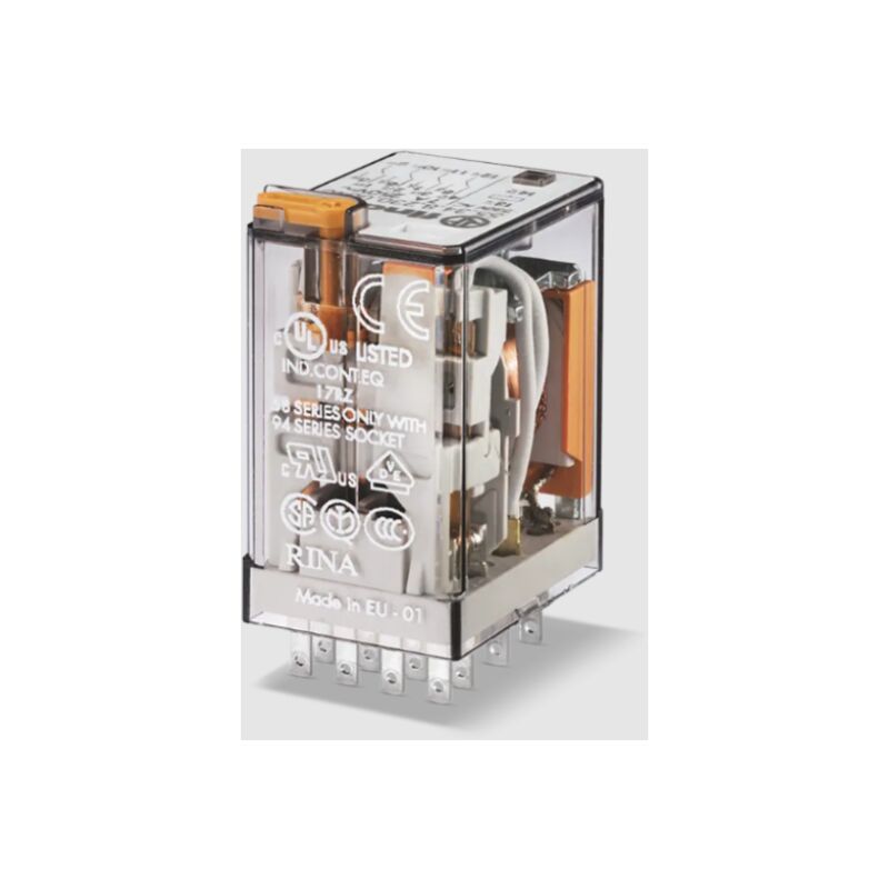 foto del prodotto finder rel industriale 2 contatti 10 a bobina dc 6 v, innesto su zoccolo serie 94 553290060094
