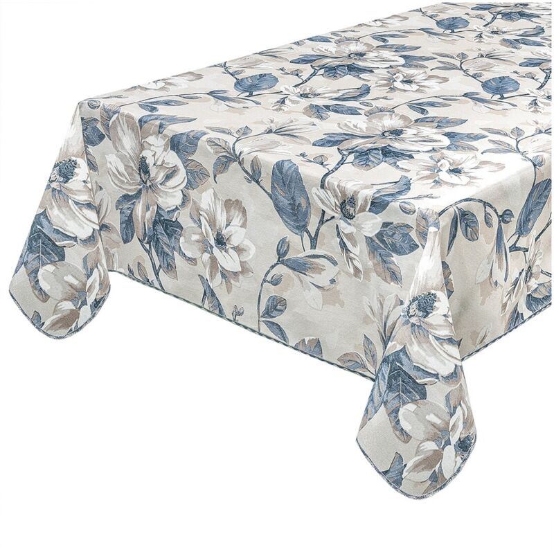 foto del prodotto tovaglia antimacchia bordata tavolo cucina cotone plastificato fiori shabby chic country 120x160 cm