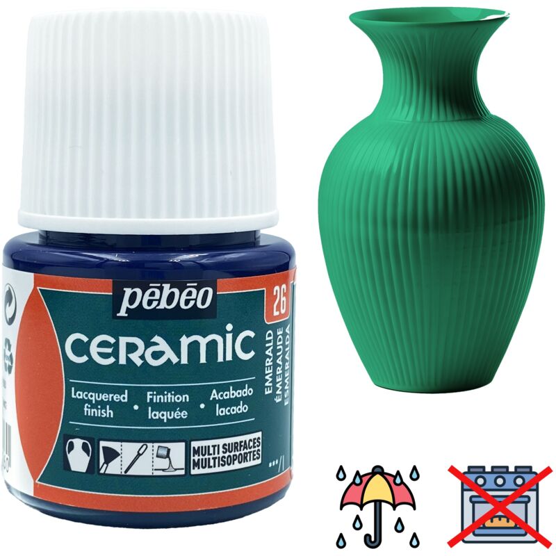 foto del prodotto pittura decorativa ceramica a freddo pebeo 26 verde smeraldo 45ml