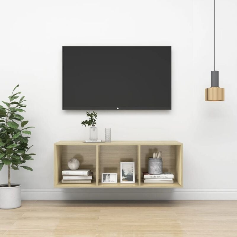 foto del prodotto vidaxl mobile tv da parete rovere sonoma 37x37x107cm legno multistrato