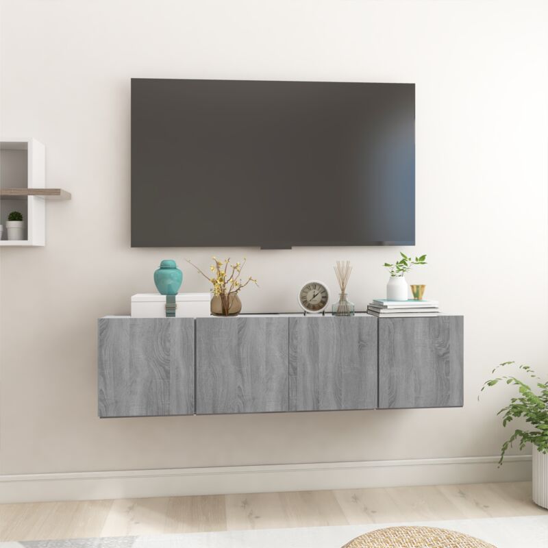 foto del prodotto vidaxl mobili tv pensili grigio sonoma 2 pz 60x30x30 legno multistrato