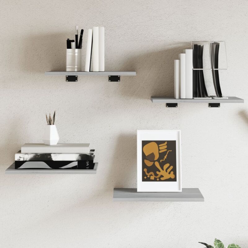 foto del prodotto mensole parete 4pz grigio sonoma 40x30x1,5cm legno multistrato vidaxl