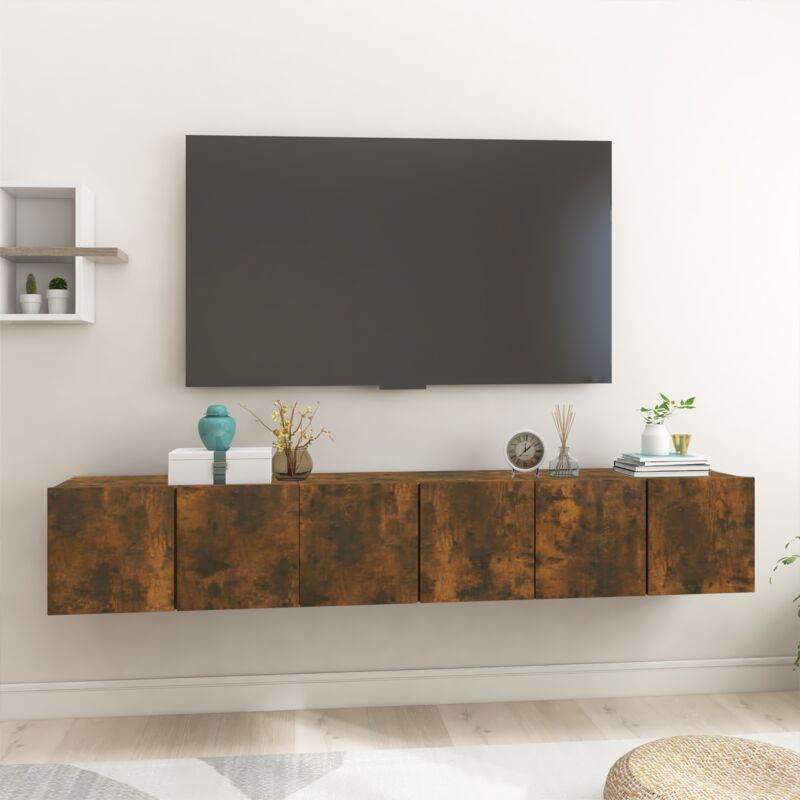 foto del prodotto vidaxl mobili porta tv pensili 3 pz rovere fumo 60x30x30 cm
