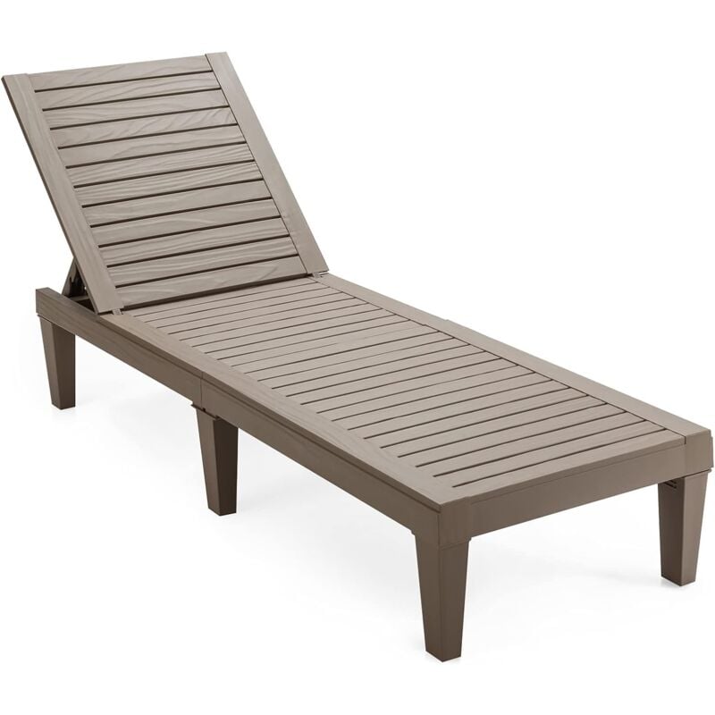 foto del prodotto lettino da giardino, lettino prendisole con schienale reclinabile, sedia a sdraio da esterno in plastica durevole e leggera, per piscina,