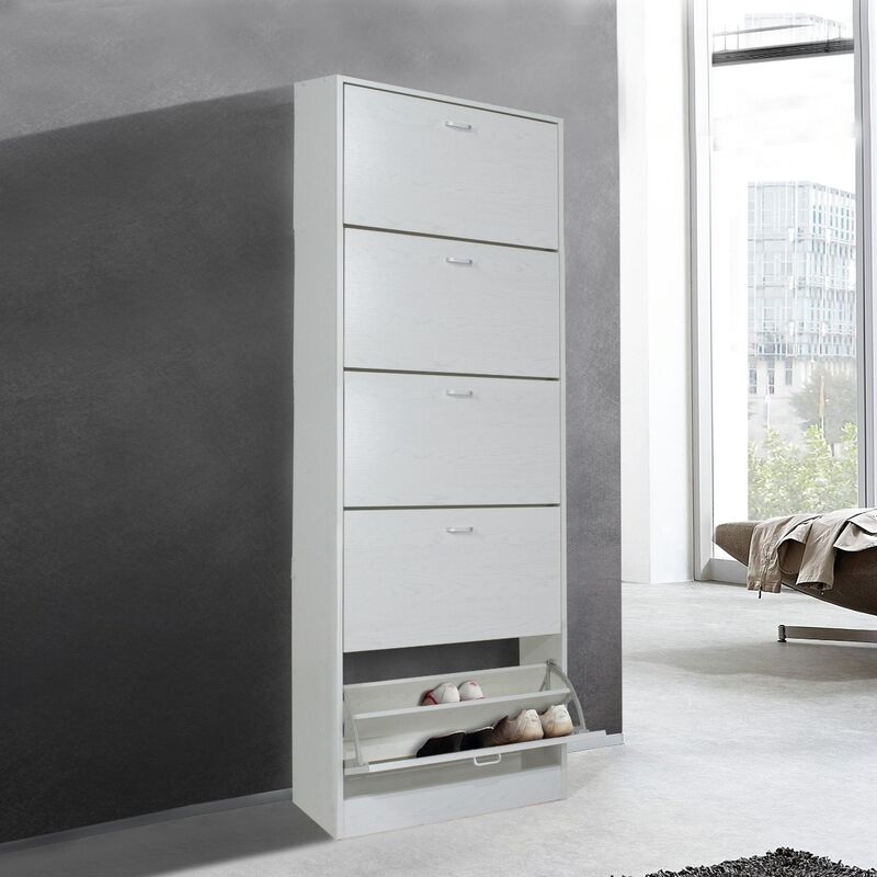 foto del prodotto scarpiera 5 ribalte cm 63x24 h. 180 rovere sbiancato