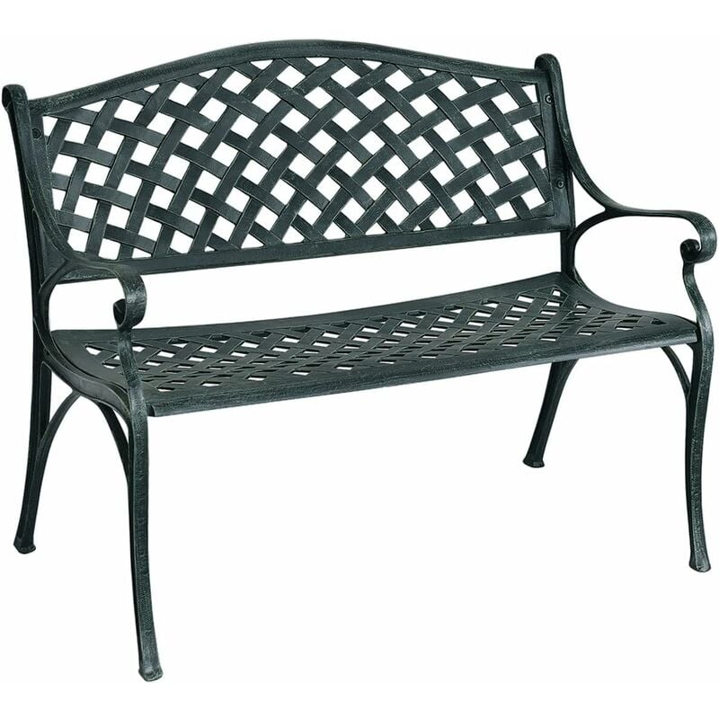 foto del prodotto costway panchina da esterno metallo, panca da esterno con schienale squisito, braccioli ergonomici e sedile ampio, panchina da giardino, balcone e