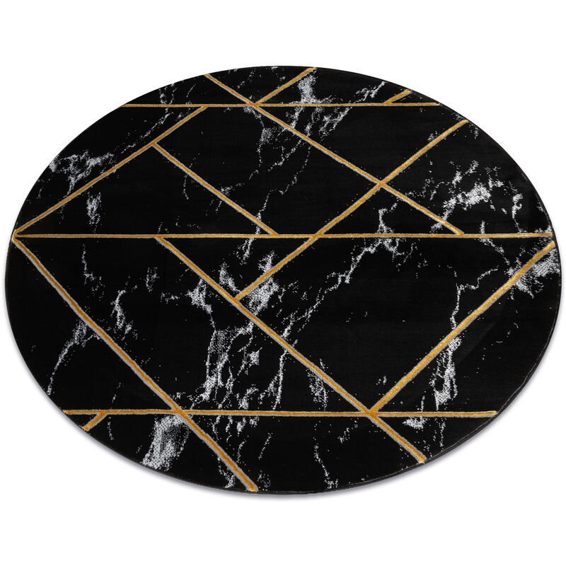 foto del prodotto tappeto emerald esclusivo 2000 cerchio glamour, elegante marmo, g om trique nero oro black rotondo 160 cm