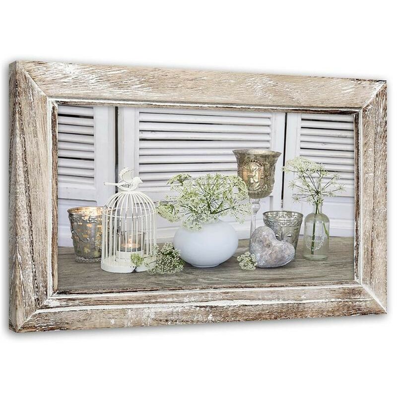 foto del prodotto gbshop quadro su tela, natura morta shabby chic 60x40