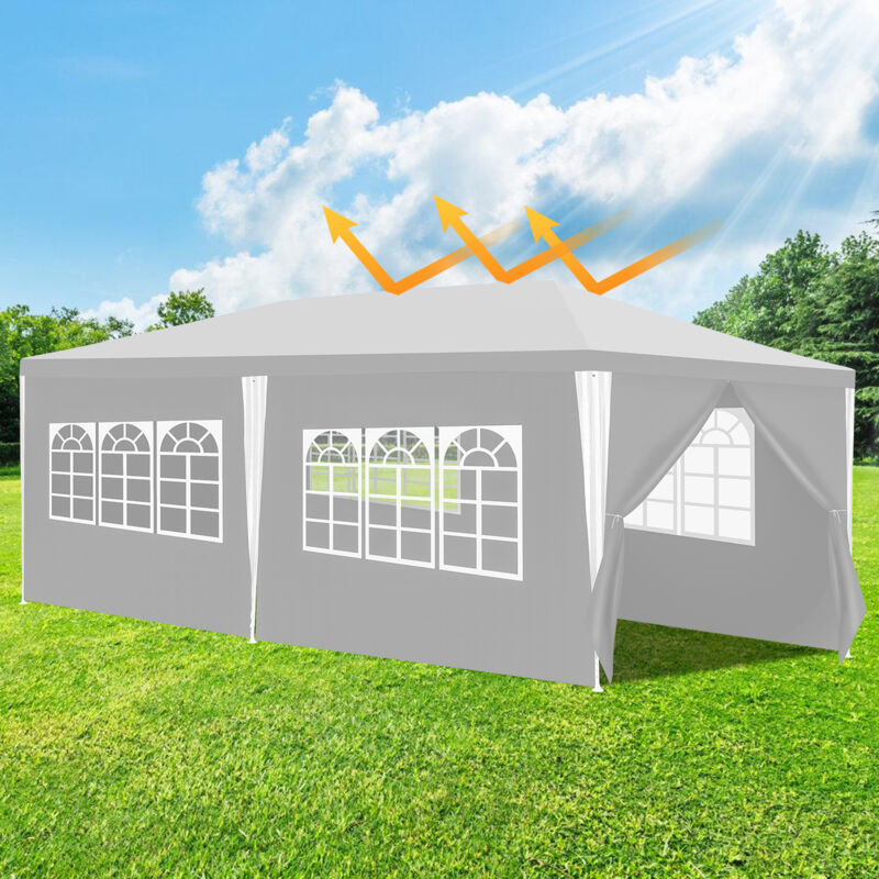 foto del prodotto tenda o pergolato tenda per ricevimenti con pannelli laterali rimovibili grande bianco 3x6m vingo