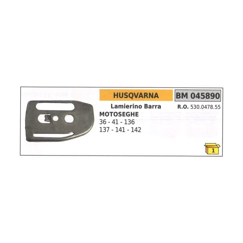 foto del prodotto husqvarna lamierino barra lato catena per motosega 36 41 136 137 141 142 045890