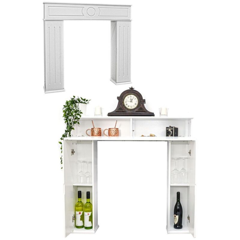 foto del prodotto cornice per camino mensola per camino con mensola nascosta, finto camino decorativo, per soggiorno, camera da letto, decorazione da parete bianco