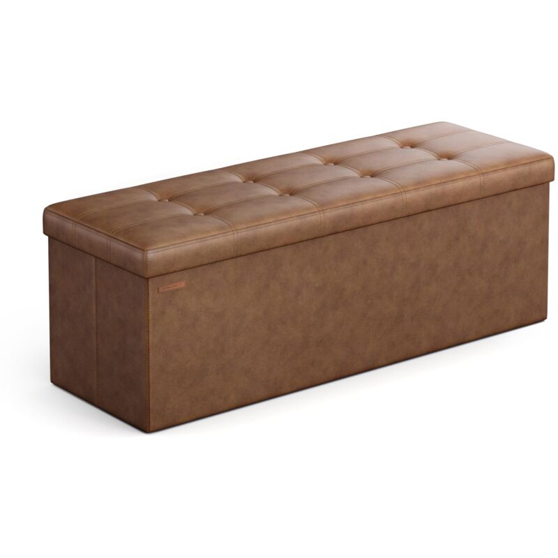 foto del prodotto songmics cassapanca, pouf contenitore, poggiapiedi pieghevole da 38 x 110 x 38 cm, ottomano, regge fino a 300 kg, per soggiorno, camera da letto,