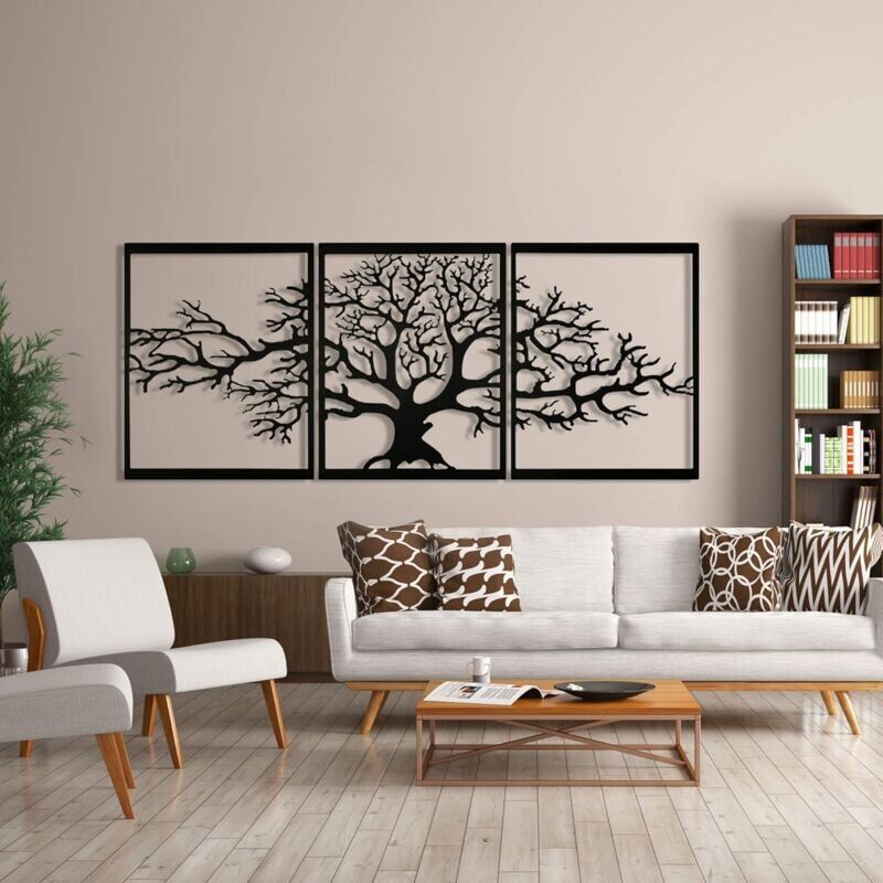 foto del prodotto snq albero della vita in metallo, decorazione da parete, scultura in metallo 3d, per casa, ufficio, camera da letto, soggiorno, decorazione per
