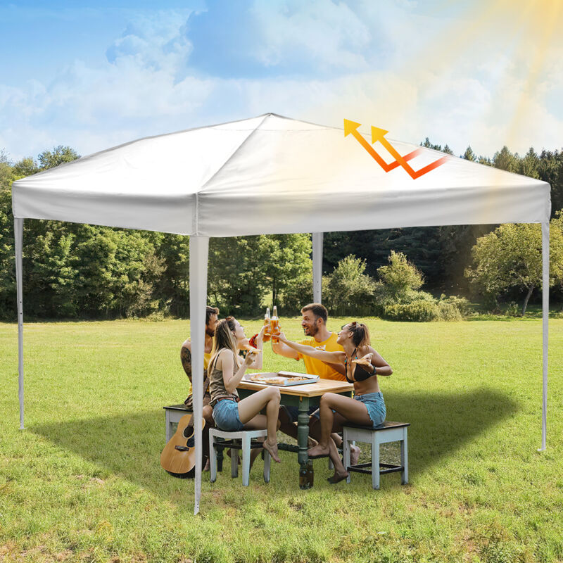 foto del prodotto gazebo da giardino, tenda impermeabile della festa, pergola, barnum pieghevole senza pareti bianco 3x3m hengda