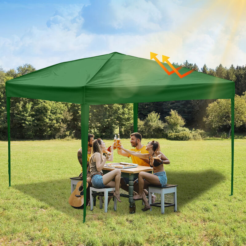 foto del prodotto gazebo da giardino,tenda impermeabile per feste,pergola,barnum pieghevole senza pareti verde 3x3m hengda