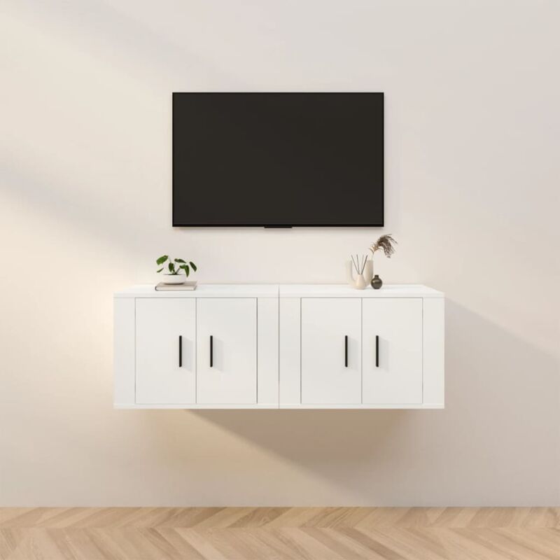 foto del prodotto vidaxl mobili porta tv a parete 2 pz bianco 57x34,5x40 cm