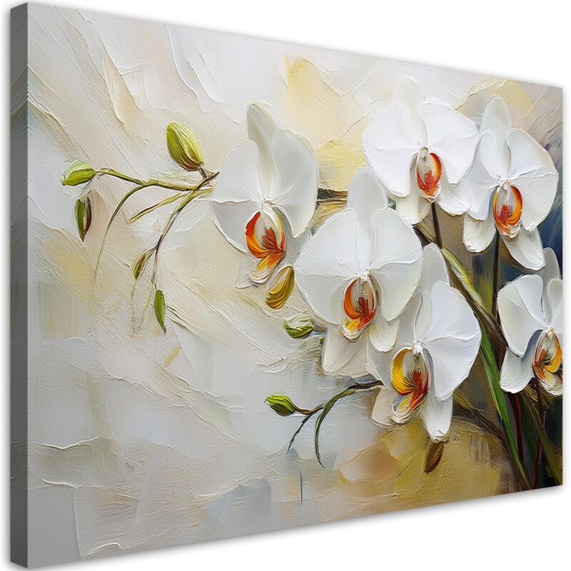 foto del prodotto artgeist quadro su tela, fiori dipinti di bianco 90x60