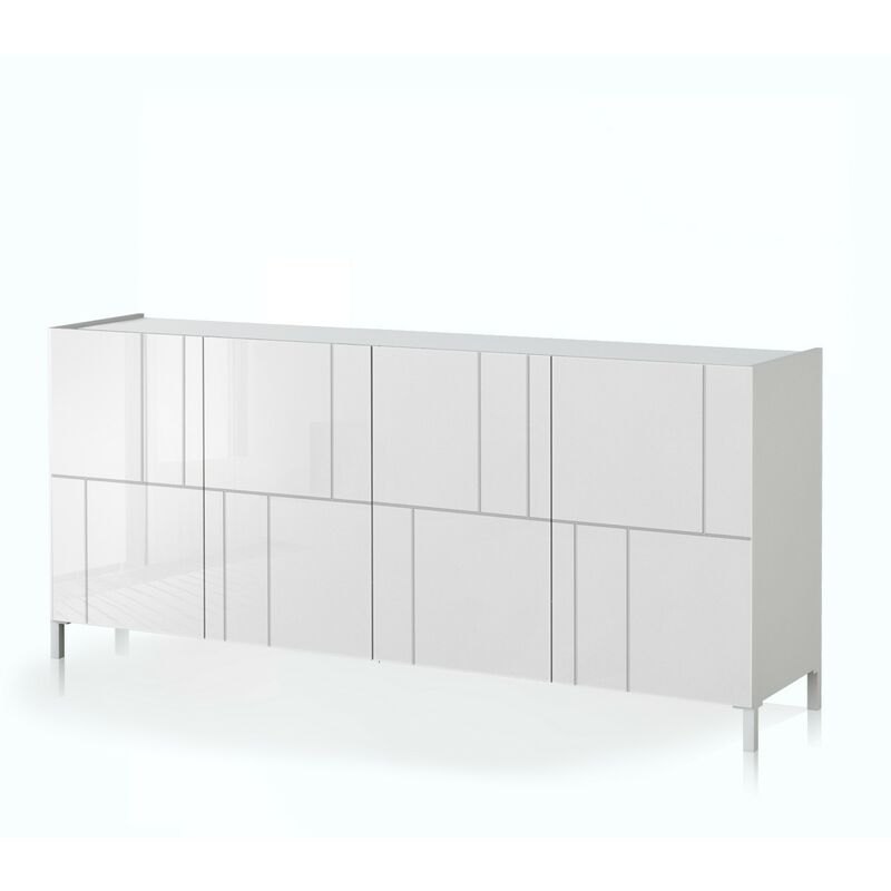 foto del prodotto madia grande 4 ante effetto legno laccata bianca cm. h.84xl.174xp.40