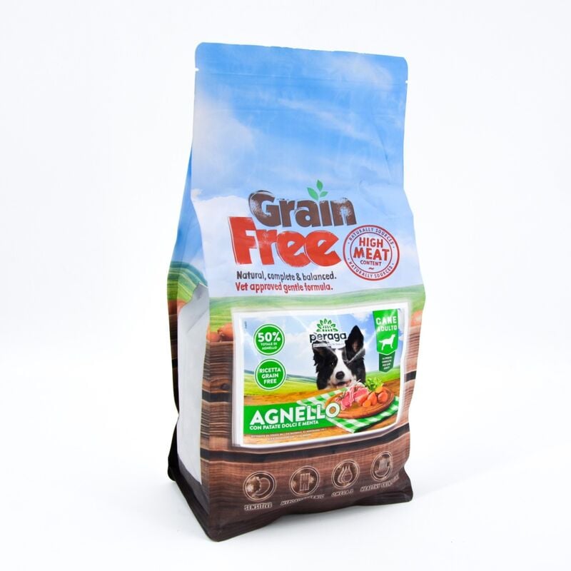 foto del prodotto crocchette peraga grain free per cane adulto 2kg agnello cibo per cani