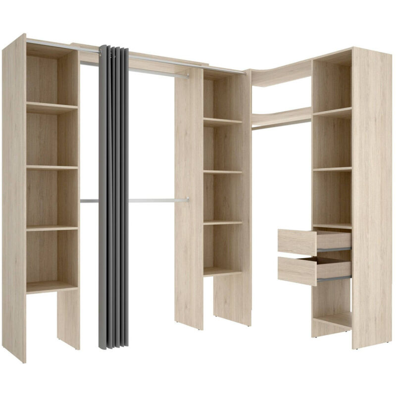 foto del prodotto guardaroba grande dindo, mobile camera da letto, cabina armadio portabiti, armadio appendiabiti, 234x141 h205 cm, rovere dmora