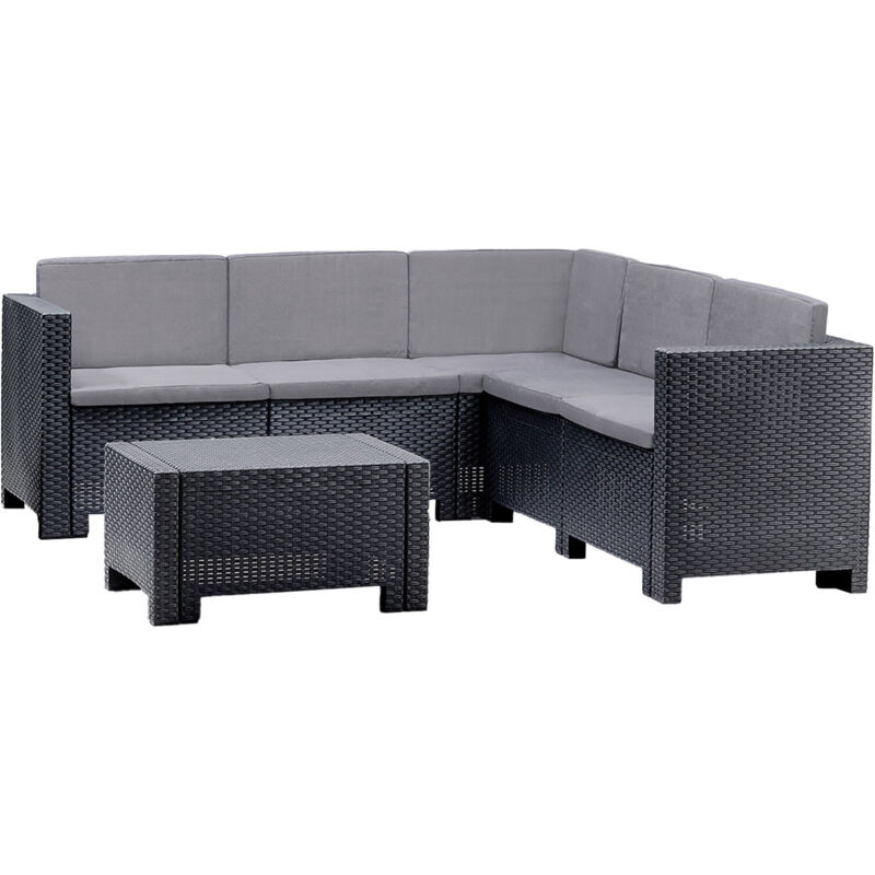 foto del prodotto set salotto da esterno camerota, salottino outdoor, set da balcone o giardino, composizione soggiorno per esterni, made in italy, antracite dmora