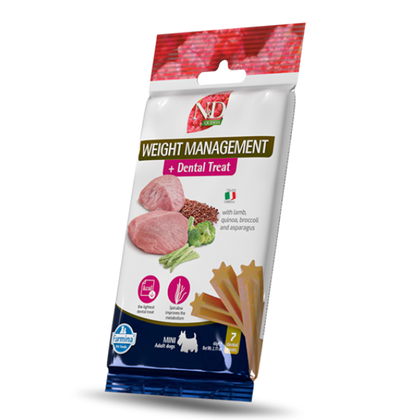 foto del prodotto farmina n d quinoa snack dentali funzionali per cani adult mini 60 gr snack dentale n d quinoa weight management 60 gr 1 ordine scegli lo sconto bzr5 bzr20 200 punti fedelt 