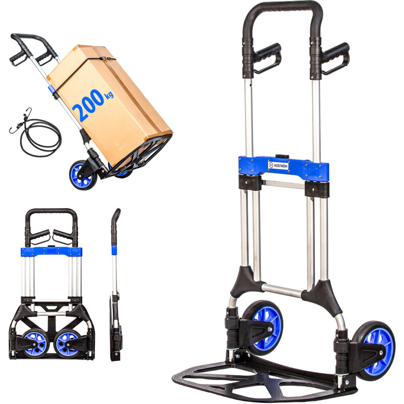 foto del prodotto hostr m diable pliant aluminium pour charge lourde, diable pliable demenagement, transport mat riau, grand roues, charge max. 200kg, garantie 5