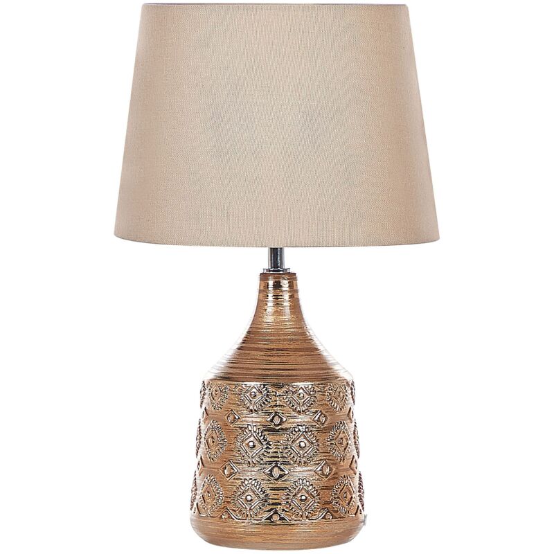 foto del prodotto beliani lampada da tavolo ceramica dorata paralume soggiorno illuminazione wari